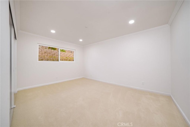 3823 Via Manzana, San Clemente, CA 92673 - empty room featuring light carpet, crown molding, and recessed lighting