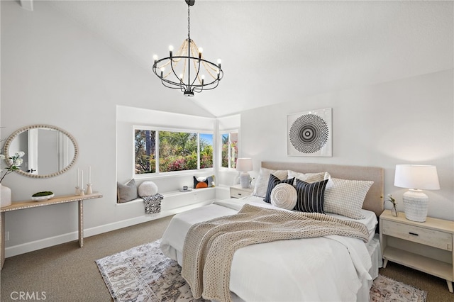 10 Novilla, Laguna Niguel, CA 92677 - carpeted bedroom featuring a chandelier and high vaulted ceiling