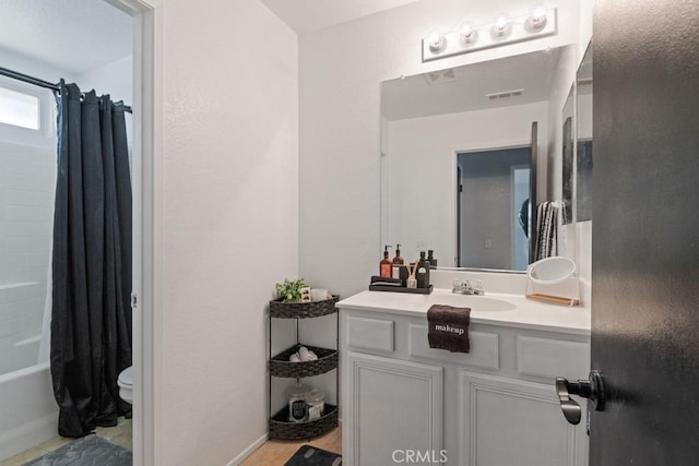 14075 Tourmaline St, Hesperia, CA 92344 - bathroom featuring vanity and shower / bath combo with shower curtain