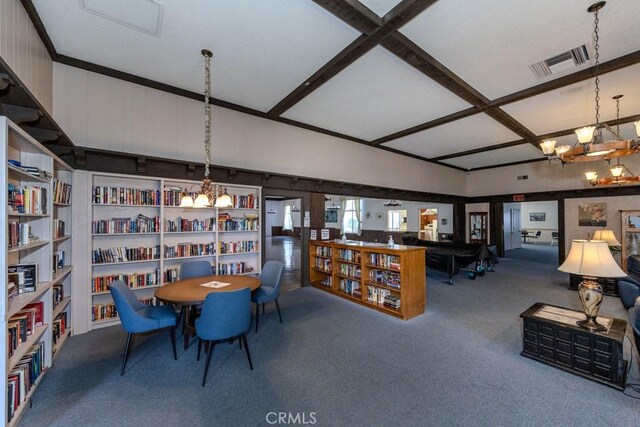 2851 Rolling Hills Dr Unit 255, Fullerton, CA 92835 - dining area featuring a chandelier and carpet flooring