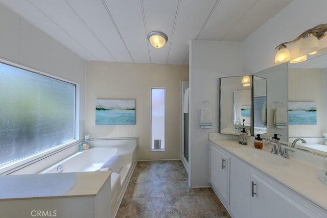 2851 Rolling Hills Dr Unit 255, Fullerton, CA 92835 - full bathroom featuring vanity, a garden tub, and a stall shower
