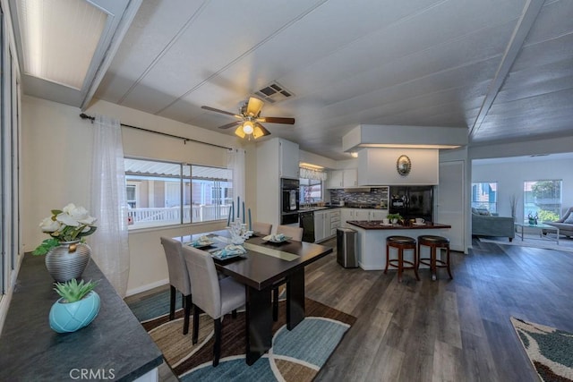 2851 Rolling Hills Dr Unit 255, Fullerton, CA 92835 - dining room featuring dark wood finished floors and ceiling fan