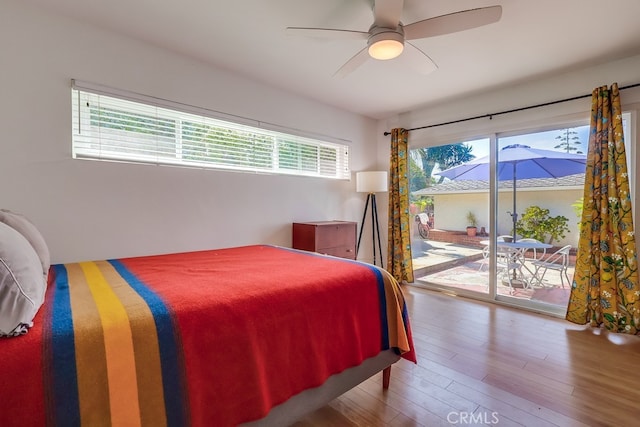 2741 S Walker Ave, San Pedro, CA 90731 - bedroom with access to exterior, wood finished floors, and a ceiling fan