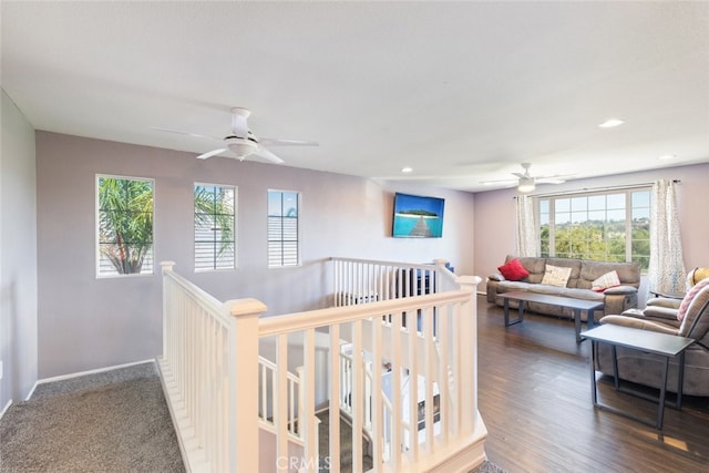 31652 Loma Linda Rd, Temecula, CA 92592 - hallway featuring an upstairs landing and recessed lighting