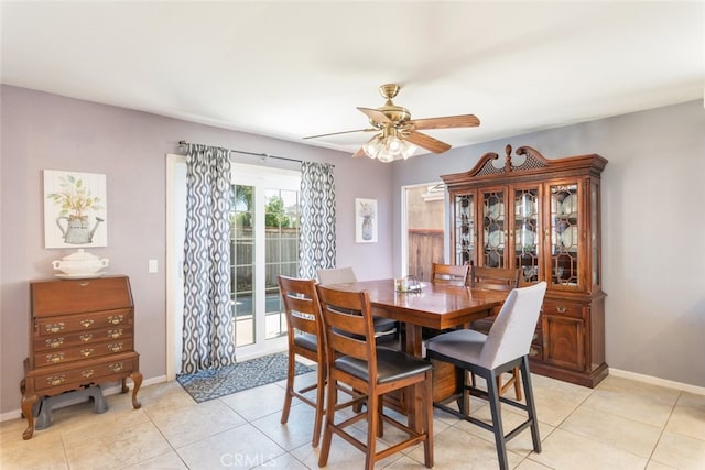 31652 Loma Linda Rd, Temecula, CA 92592 - dining area with a ceiling fan and light tile patterned flooring