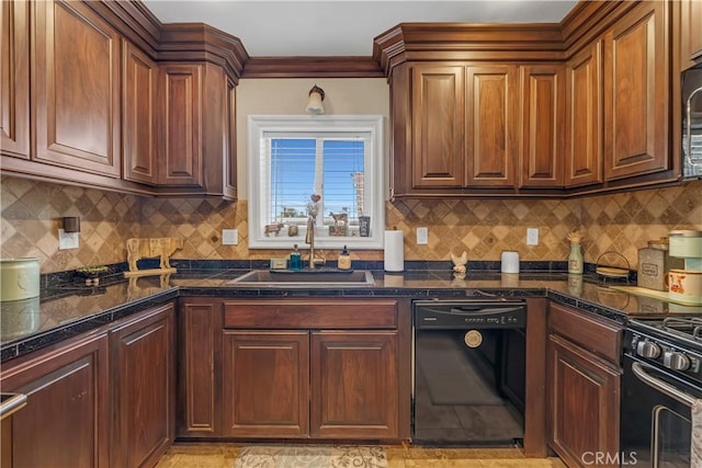 4477 Los Serranos Blvd, Chino Hills, CA 91709 - kitchen with dishwasher, dark countertops, gas range, and decorative backsplash