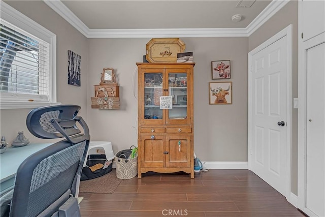 4477 Los Serranos Blvd, Chino Hills, CA 91709 - office space with dark wood-type flooring and crown molding