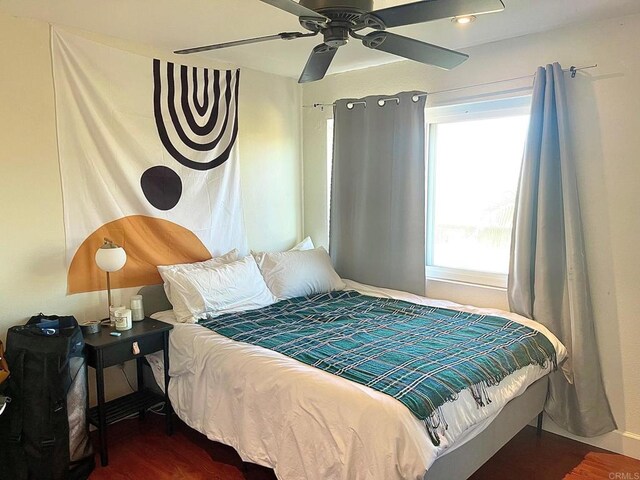 3029 Broadway Unit 22, San Diego, CA 92102 - bedroom with wood finished floors and ceiling fan