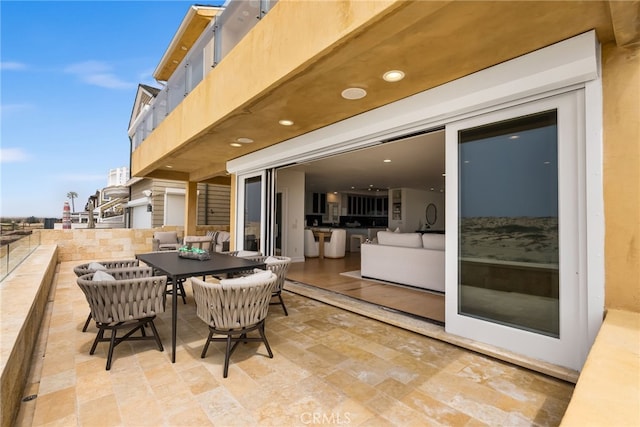 1554 E Oceanfront, Newport Beach, CA 92661 - view of patio featuring outdoor dining area