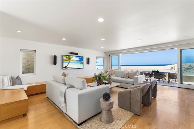 1554 E Oceanfront, Newport Beach, CA 92661 - living area with light wood finished floors and recessed lighting