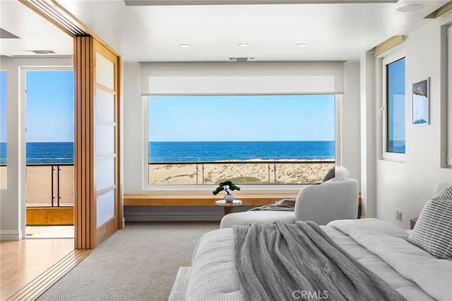 1554 E Oceanfront, Newport Beach, CA 92661 - bedroom with carpet and a water view