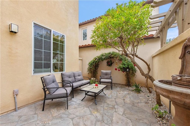 29 Windchime, Irvine, CA 92603 - view of patio featuring an outdoor hangout area and a pergola