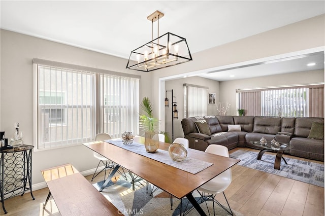2729 Fairman St, Lakewood, CA 90712 - dining area featuring a chandelier, light wood-style flooring, and recessed lighting