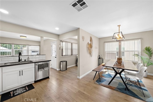 2729 Fairman St, Lakewood, CA 90712 - kitchen featuring stainless steel dishwasher, dark countertops, healthy amount of natural light, backsplash, and recessed lighting