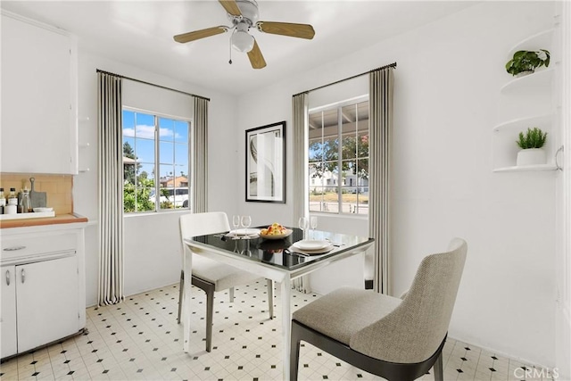 549 E Evans St, San Bernardino, CA 92404 - dining room with plenty of natural light, light flooring, and ceiling fan