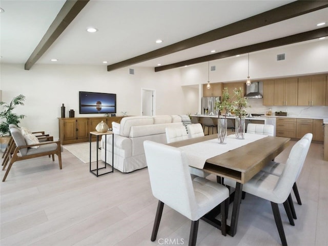 3518 W 228th St, Torrance, CA 90505 - dining room with beam ceiling, recessed lighting, and light wood-type flooring