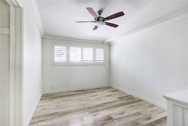 467 W Casad St, Covina, CA 91723 - spare room featuring ornamental molding, a ceiling fan, and light wood-style flooring
