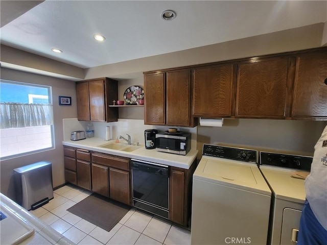 13224 Greenstone Ave, Norwalk, CA 90650 - kitchen featuring dishwasher, independent washer and dryer, light countertops, open shelves, and recessed lighting