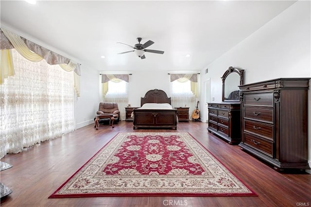 22329 Plummer St, Chatsworth, CA 91311 - bedroom with dark wood-type flooring and ceiling fan