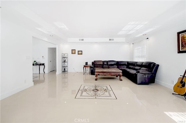 22329 Plummer St, Chatsworth, CA 91311 - living room with a raised ceiling and tile patterned floors