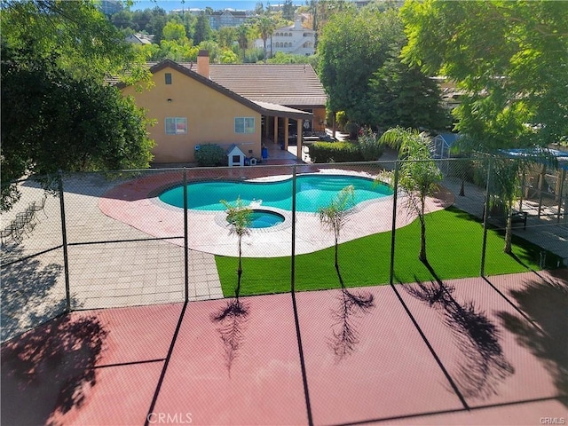 22329 Plummer St, Chatsworth, CA 91311 - view of pool with a patio and a pool with connected hot tub