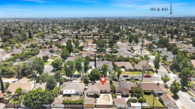 15043 Tuba St, San Fernando, CA 91345 - aerial view of property and surrounding area with nearby suburban area