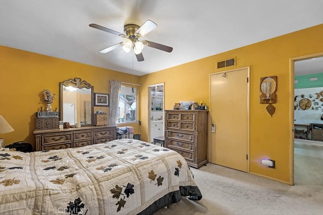 15043 Tuba St, San Fernando, CA 91345 - bedroom with light colored carpet and a ceiling fan