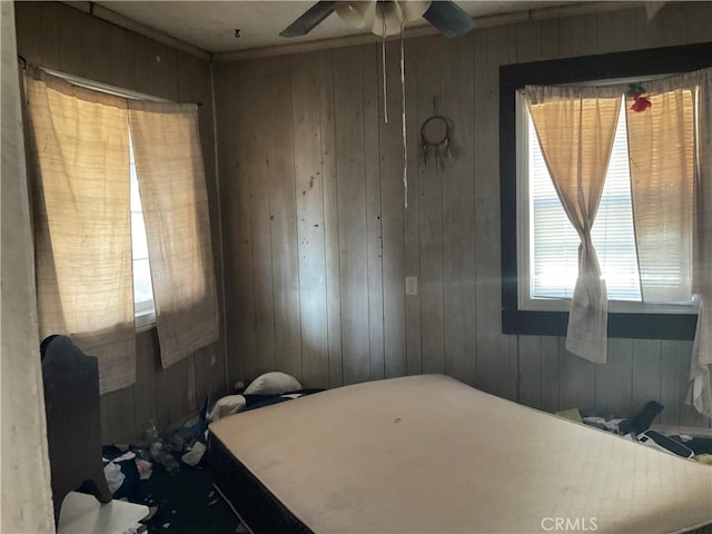 1330 E 56th St, Long Beach, CA 90805 - bedroom featuring wooden walls and ceiling fan