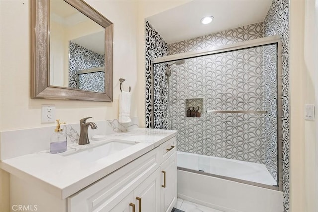 2104 Crenshaw Blvd, Los Angeles, CA 90016 - full bath with vanity, bath / shower combo with glass door, and recessed lighting