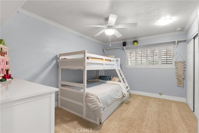 1225 Carlsbad St, Placentia, CA 92870 - bedroom with carpet, ornamental molding, and ceiling fan