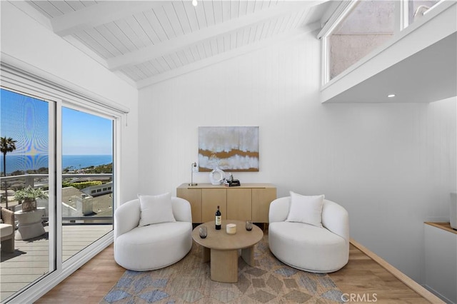 21659 Ocean Vista Dr Unit 20, Laguna Beach, CA 92651 - sitting room featuring wood finished floors and wooden ceiling