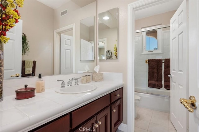 2841 Dos Lomas Pl, Fallbrook, CA 92028 - full bathroom with vanity, tile patterned flooring, and enclosed tub / shower combo