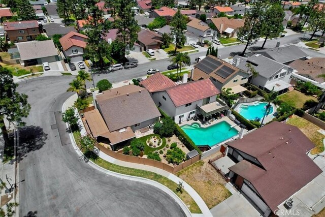 13418 Palm Pl, Cerritos, CA 90703 - aerial perspective of suburban area featuring a pool area