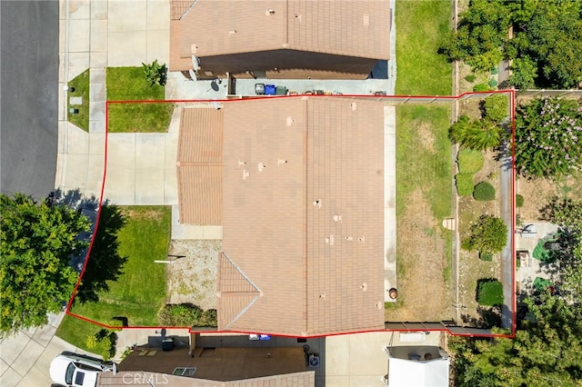 544 W Elm Park Ave, Rialto, CA 92376 - view from above of property with property boundaries highlighted