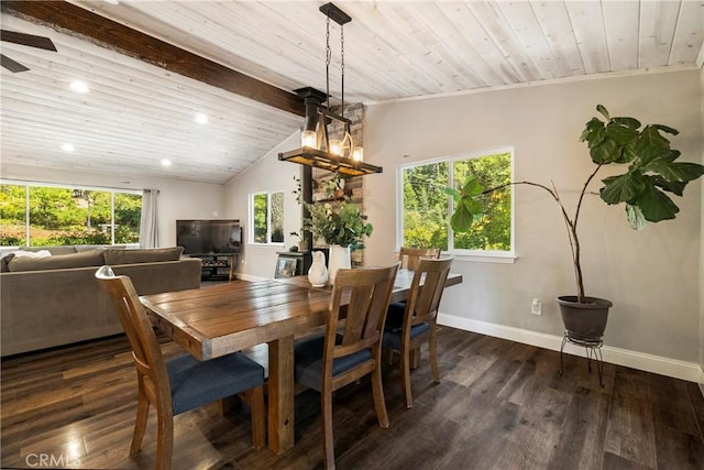 15320 Forest Ranch Way, Forest Ranch, CA 95942 - dining space with dark wood-style flooring, recessed lighting, and wood ceiling
