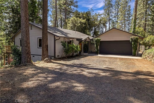 15320 Forest Ranch Way, Forest Ranch, CA 95942 - view of front of property with driveway, a garage, and crawl space