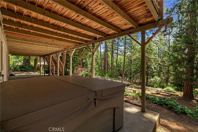 15320 Forest Ranch Way, Forest Ranch, CA 95942 - view of patio with a hot tub and stairway