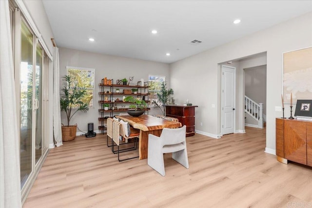 660 Westbrook Loop, San Marcos, CA 92078 - dining room with light wood-type flooring, plenty of natural light, recessed lighting, and stairway
