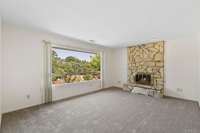 2239 Sunset Dr, Escondido, CA 92025 - unfurnished living room with carpet flooring and a fireplace
