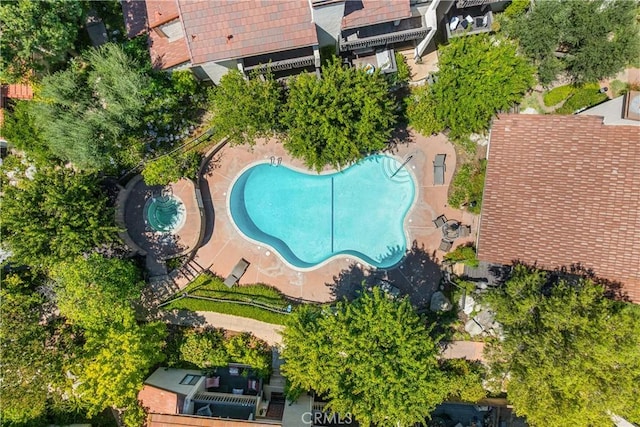 21730 Marylee St Unit 29, Woodland Hills, CA 91367 - drone / aerial view of a pool area
