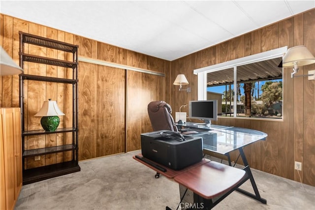 74084 Mercury Cir W, Palm Desert, CA 92260 - office area with carpet floors and wooden walls