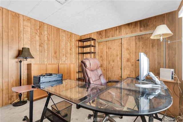 74084 Mercury Cir W, Palm Desert, CA 92260 - office area featuring wood walls, built in shelves, and light colored carpet