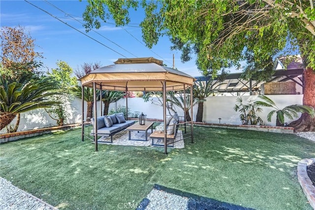 1027 N Lamer St, Burbank, CA 91506 - fenced backyard featuring a gazebo, an outdoor living space, and a patio