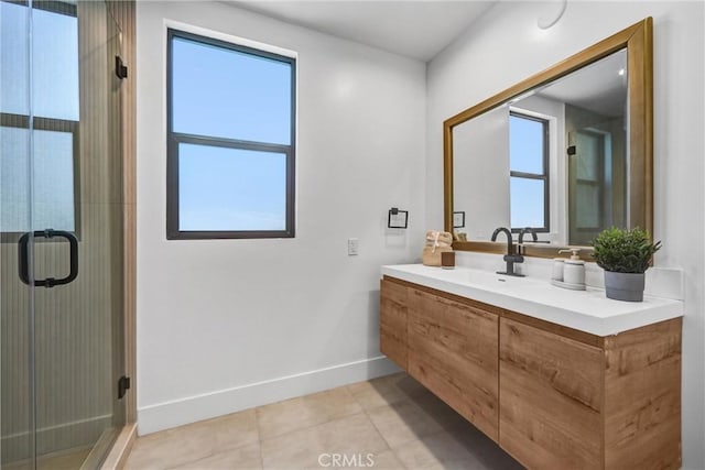1027 N Lamer St, Burbank, CA 91506 - full bathroom with vanity, tile patterned flooring, and a shower stall