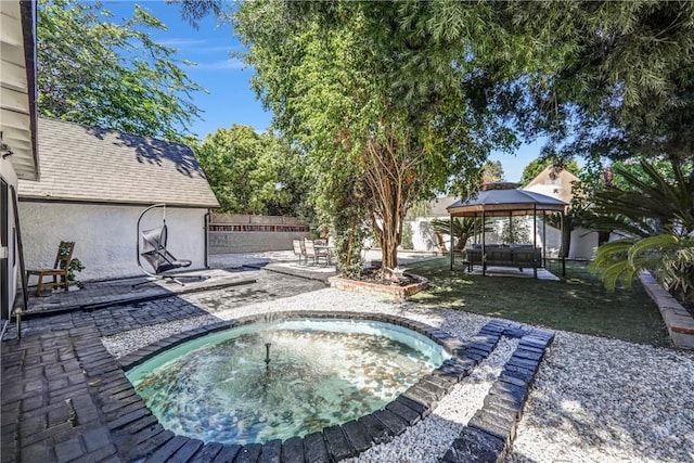 1027 N Lamer St, Burbank, CA 91506 - view of pool with a gazebo, a patio, and an in-ground hot tub
