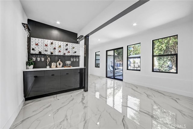 1027 N Lamer St, Burbank, CA 91506 - indoor dry bar featuring recessed lighting and light marble finish floors