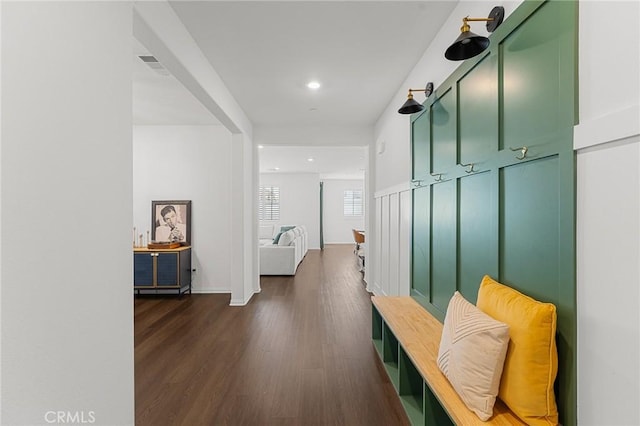 835 Orangedale Ave, Redlands, CA 92374 - hall with dark wood-style floors and recessed lighting