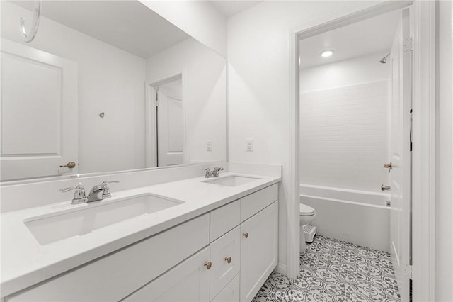 835 Orangedale Ave, Redlands, CA 92374 - bathroom featuring double vanity, tile patterned floors, and shower / tub combination