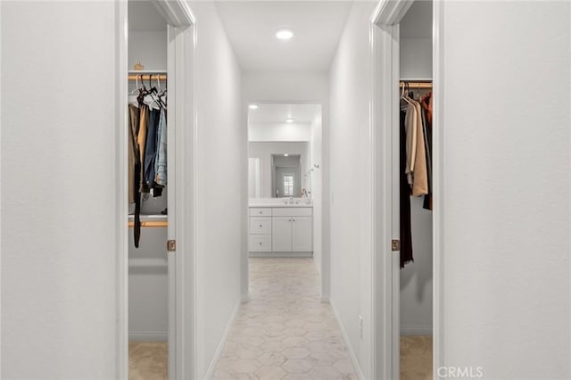 835 Orangedale Ave, Redlands, CA 92374 - hall with recessed lighting and a sink