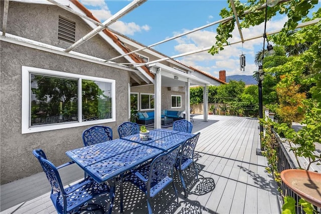 5999 Cedar Mountain Dr, Rancho Cucamonga, CA 91737 - deck with an outdoor hangout area and outdoor dining space